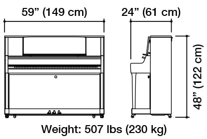 Kawai K-400 Upright Piano Dimensions